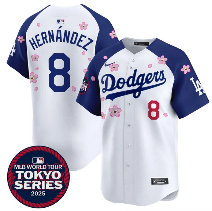 Men Los Angeles Dodgers #8 Hernandez Tokyo Series 2025 white Limited Stitched Jersey style 2->los angeles dodgers->MLB Jersey